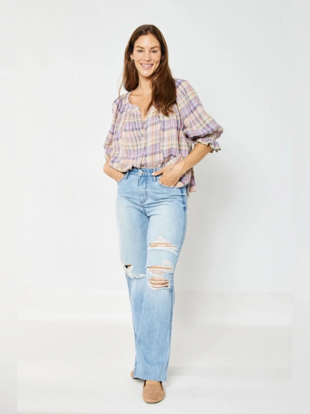 Judy Blue Rigid High Waist 90's Destroyed Straight Jean - Misses and Plus Sizes - Picture 4 of 6